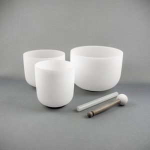 Set Expandible de 3 Cuencos de Cuarzo C, E, G - Texturizados Blancos