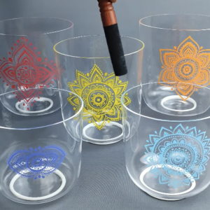 Set de Cuencos de Cuarzo Transparentes con Mandalas - Pentatónico
