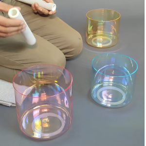 Set Expandible de 3 Cuencos - Transparentes en colores y notas de los chakras